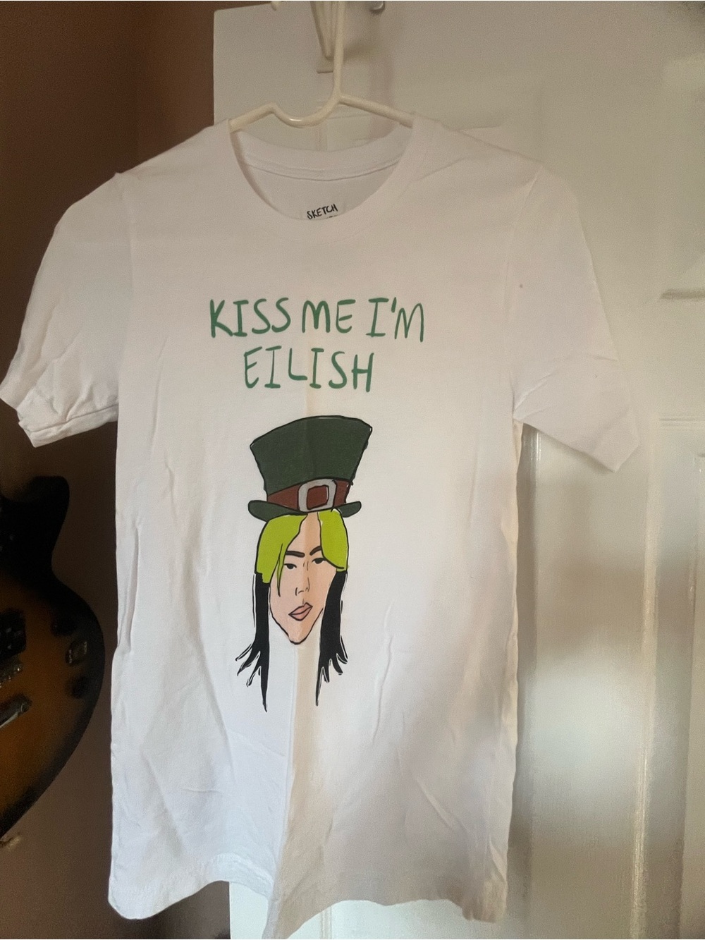 White Kids Short Sleeve Tee - Kiss Me I'm Eilish Graphic